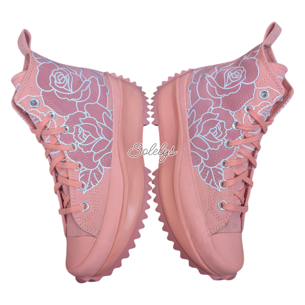 Converse x Natasha Cloud Run Star Hike Floral Pink Quartz Platform Sneaker 5 - Picture 6 of 11